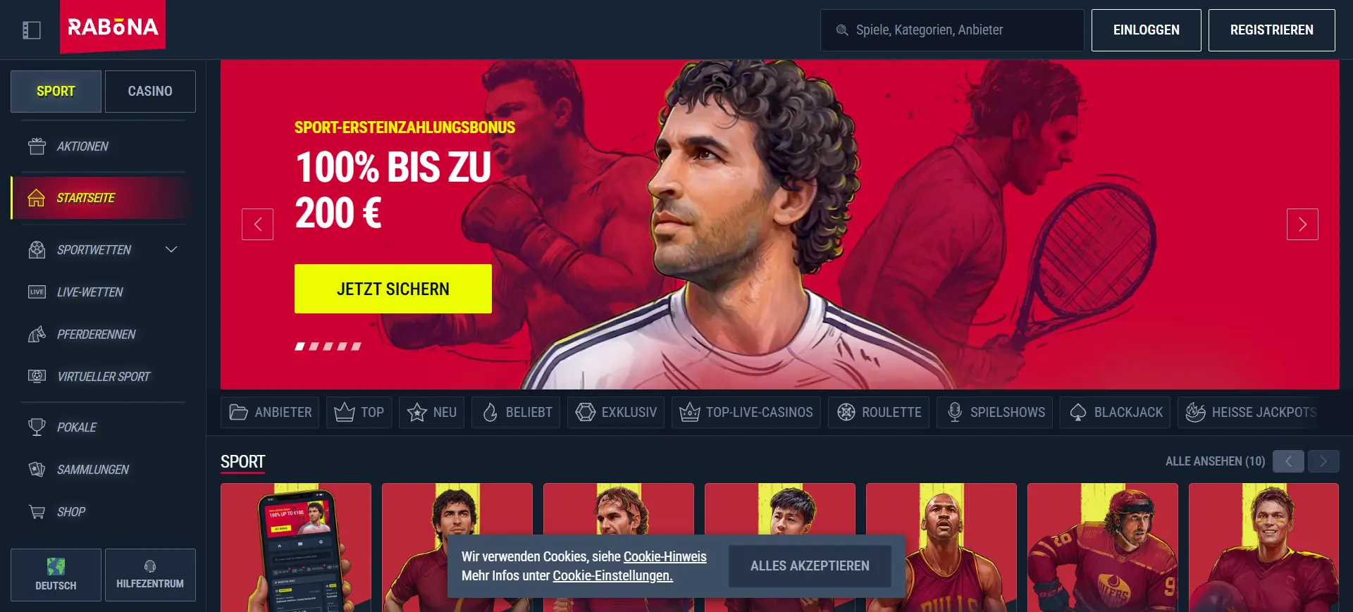 Rabona Casino Screen